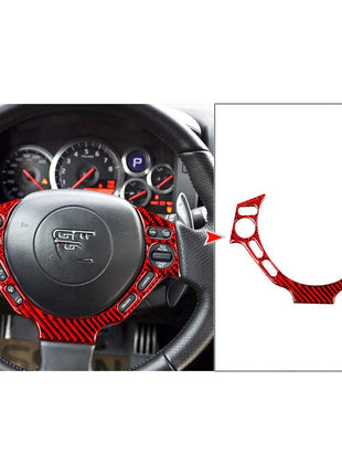 Red Carbon Fiber Steering Wheel Button Frame Trim For Nissan GT-R R35 2008-2016