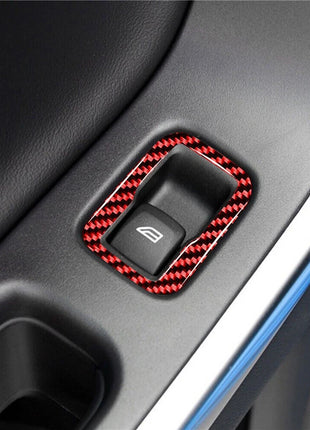 Red Carbon Fiber Window Switch Button Panel Cover Trim For Volvo V60 2010-2017