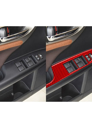 4X Red Carbon Fiber Window Switch Lift Panel Cover Trim For Lexus CT200h 2011-17