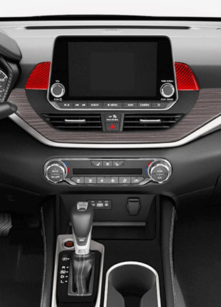 Red Carbon Fiber LCD Screen Above Frame Cover Trim For Nissan Altima 2019-2022