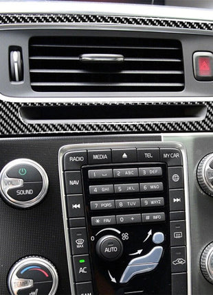 Carbon Fiber Center Air Vent Outlet Decorative Cover Trim For Volvo V60 2010-17