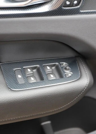 Car Door Window Lift Switch Cover Trim 4pcs Fit For Volvo Xc60 2018 Carbon Fiber