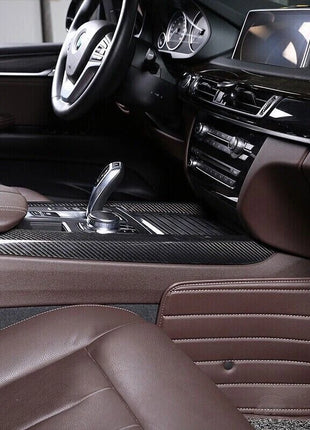 Real Carbon Fiber Center Console Side Strip Cover Trim For BMW X5 F15 2014-2018