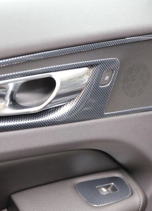 Car Door Window Lift Switch Cover Trim 4pcs Fit For Volvo Xc60 2018 Carbon Fiber