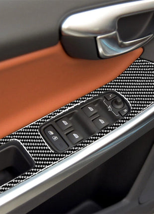4Pcs Carbon Fiber Window Switch Lift Panel Cover Trim For Volvo V60 2010-2017
