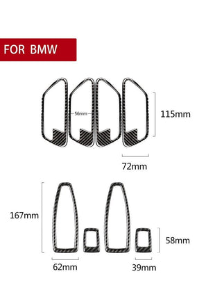 Carbon Fiber Door Handle Bowl Window Lift Trim For Bmw 3 4 Series F30 Gt 2013-19