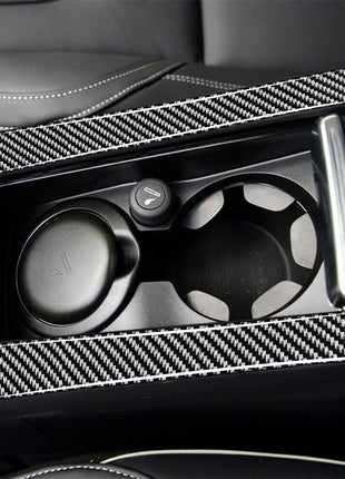 2Pcs Carbon Fiber Watercup Strip Decorative Cover Trim For Volvo V60 2010-2017