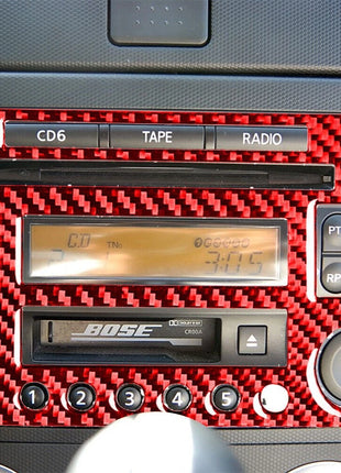 Red Cd Player Radio Frame Panel Trim Carbon Fiber For Nissan 350z 2003-2009