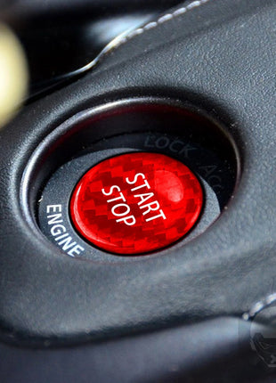 Red Carbon Fiber Engine Button Gear Shift Knob Cover For NISSAN GTR R35 08-16