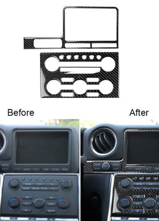 2pcs Carbon Fiber Dashboard Navigation Panel Cover Trim For Nissan Gt-r R35