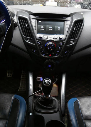 For Hyundai Veloster 11-16 Carbon Fiber Console Gear Shift Frame Cover Trim 2pcs