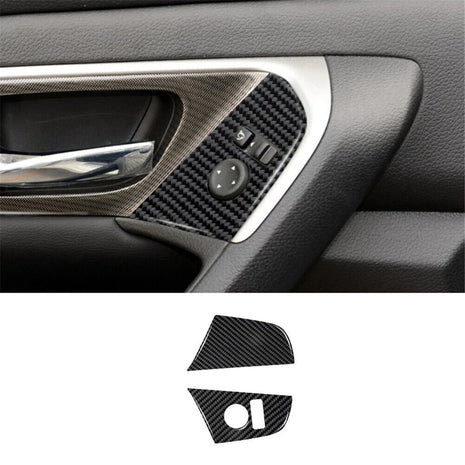 Carbon Fiber Rearview Mirror Button Cover Trim For Nissan Altima 2013-2015