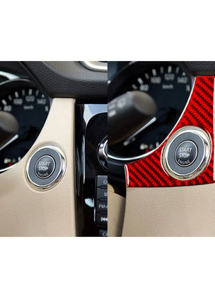 Red Carbon Fiber Ignition Switch Frame Trim Cover For Nissan Rogue 2014-2016
