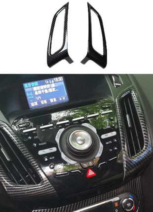 2PCS For Ford Focus Central Console Air Outlet Vent Trim 2012-2018 Carbon Fiber