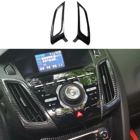 2PCS For Ford Focus Central Console Air Outlet Vent Trim 2012-2018 Carbon Fiber