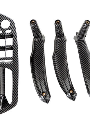 4x For Bmw X5 E70 X6 E71 E72 Carbon Fiber Lhd Inner Door Pull Handle Trim Cover