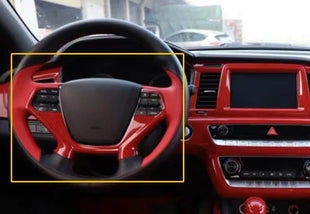 For Hyundai Sonata 9 15-17 Red Carbon Fiber Steering Wheel Button Frame Trim 2*