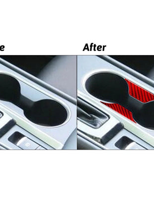 Red Carbon Fiber Water Cup Holder Inner Cover Trim For Nissan Altima 2019-2022