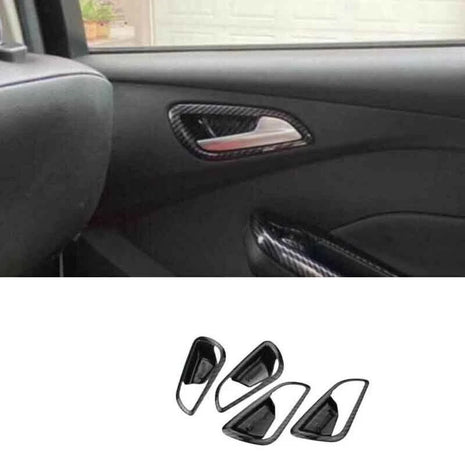 Carbon Fiber 4PCS Handle Frame Trim Inner Door For Ford Focus ST RS 2012-2014