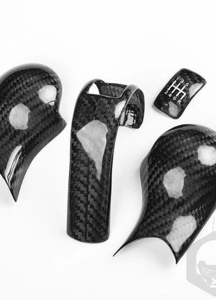 4Pcs For Nissan 350Z Z33 03-09 Real Carbon Fiber Interior Gear Shift Knob Cover