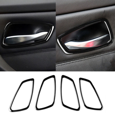 Black Interior Door Handle Bowl Ring Trim For Bmw 3 Series E90 E92 E93 2005-2012