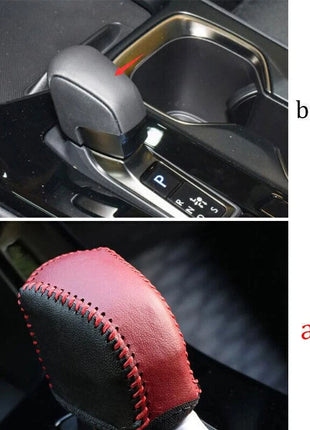 Red&Black Leather Central Gear Shift Knob Cover Trim For Lexus NX250 350 22-23