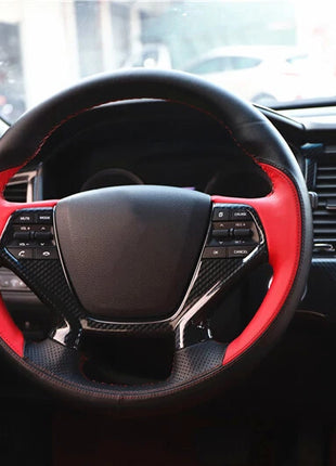 For Hyundai Sonata 9 18-2019 Carbon Fiber Steering Wheel Button Frame Trim 2pcs
