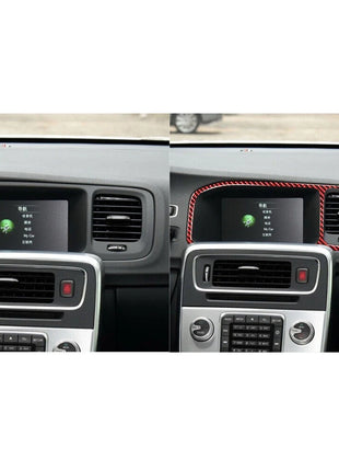 Red Carbon Fiber GPS Navigation Frame Cover Trim For Volvo V60 2010-2017