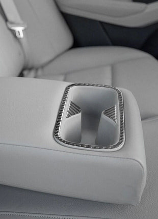 Carbon Fiber Rear Cup Holder Outer Frame Cover Trim For Nissan Altima 2019-2022