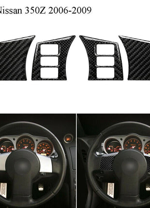 4Pcs Carbon Fiber Interior Steering Wheel Trim Cover For Nissan 350Z 2006-2009