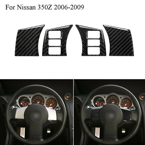 4Pcs Carbon Fiber Interior Steering Wheel Trim Cover For Nissan 350Z 2006-2009