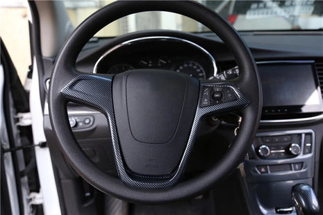 Fit For Buick Encore 2016-2018 Carbon Fiber Steering Wheel Cover Decor Trim 1pcs
