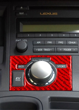 Red Carbon Fiber Center Console Drive Mode Panel Trim For Lexus CT200h 2011-2017