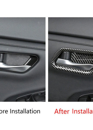 Inner Door Bowl Cover Trim 4x For Nissan Sentra Sylphy 2020-23 Carbon Fiber Look
