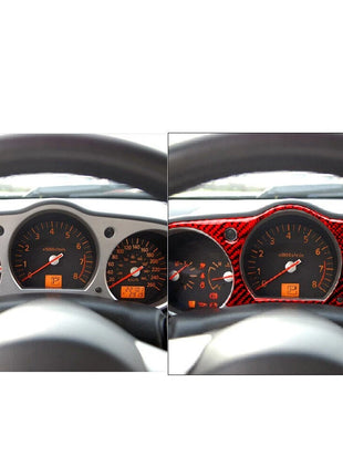 Red Carbon Fiber Inner Instrument Cluster Cover Trim For Nissan 350Z 2006-2009
