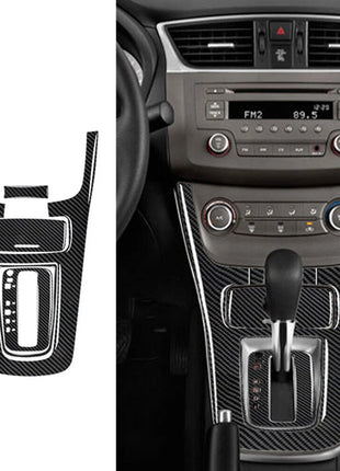 Carbon Fiber Interior Gear Shifter Panel Cover Trim For Nissan Sentra 2013-2019