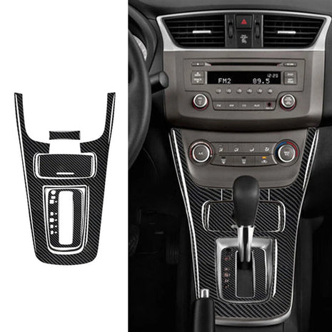 Carbon Fiber Interior Gear Shifter Panel Cover Trim For Nissan Sentra 2013-2019