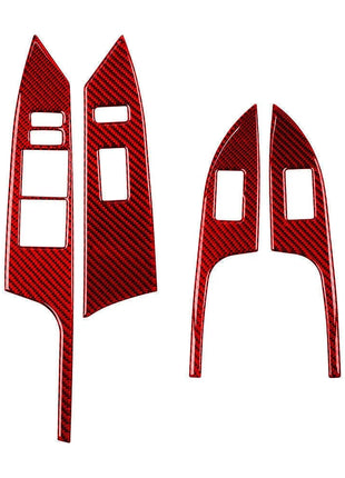 4X Red Carbon Fiber Window Switch Lift Panel Cover Trim For Lexus CT200h 2011-17