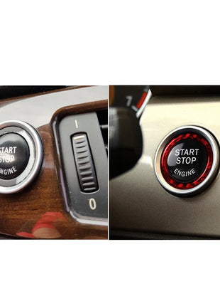 Red Carbon Fiber Engine Start Stop Switch Button Trim For Bmw 3 Series E90 05-12