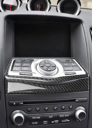 1 Set For Nissan 370z 2009-2020 Carbon Fiber Navigation Decoration Cover Trim