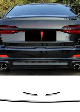 For Audi A6 C8 2019-23 Black Titanium Rear Door Trunk Cover & Tail Light Trim 3x
