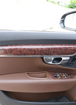Car Inner Door Strip Panel Cover Trim 4pcs Fit For Volvo S90 16-2021 Peach Wood