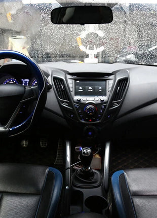 For Hyundai Veloster 11-16 Carbon Fiber Console Gear Shift Frame Cover Trim 2pcs