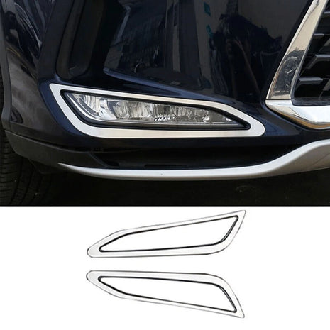 2P Chrome Steel Exterior Front Fog Light Frame Trim For Lexus RX350 450h 2020-22