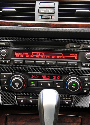 For Bmw E90 3 Series E90 2005-12carbon Fiber Air Condition Cd Control Panel Trim
