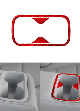 Red Carbon Fiber Rear Cup Holder Frame Cover Trim For Nissan Altima 2019-2022