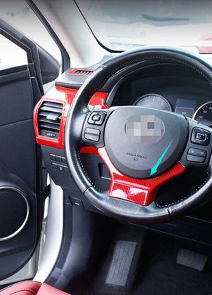 Red Carbon Fiber Steering Wheel Sheet Cover 1pc For Lexus NX 300h 200t 2015-2021