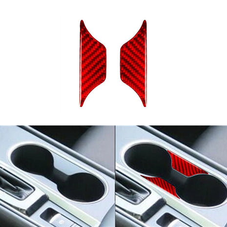 Red Carbon Fiber Water Cup Holder Inner Cover Trim For Nissan Altima 2019-2022