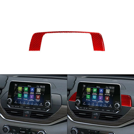 Red Carbon Fiber LCD Screen Above Frame Cover Trim For Nissan Altima 2019-2022