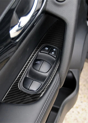4X Carbon Fiber Door Window Control Panel Cover Trim For Nissan Rogue 2014-2016